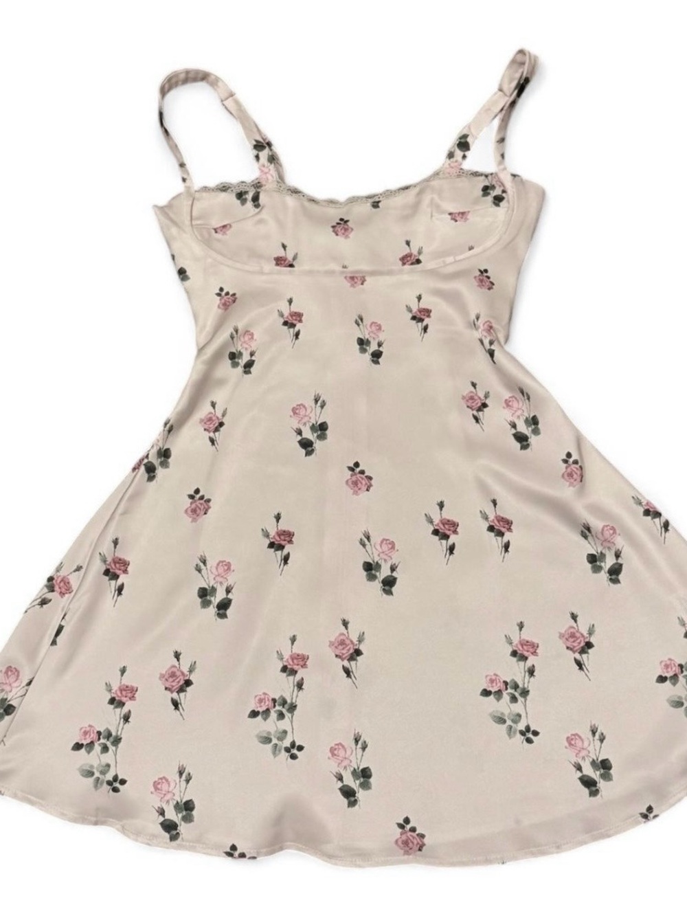 Princess Polly Remini Satin floral cream Mini Dress